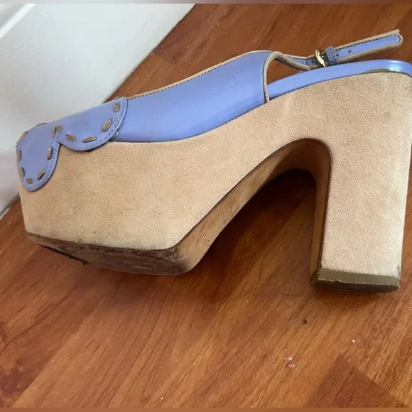 Sergio Rossi Made Italy Size 37 Purple and Tan Platform Heels - Picture 6 of 6